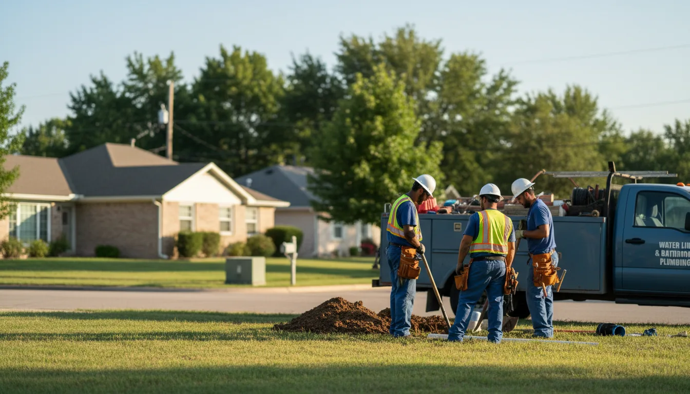 Residential water line and bathroom plumbing service in Long Island, KS